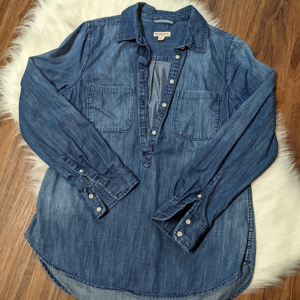 Merona Denim Long Sleeve / Size M